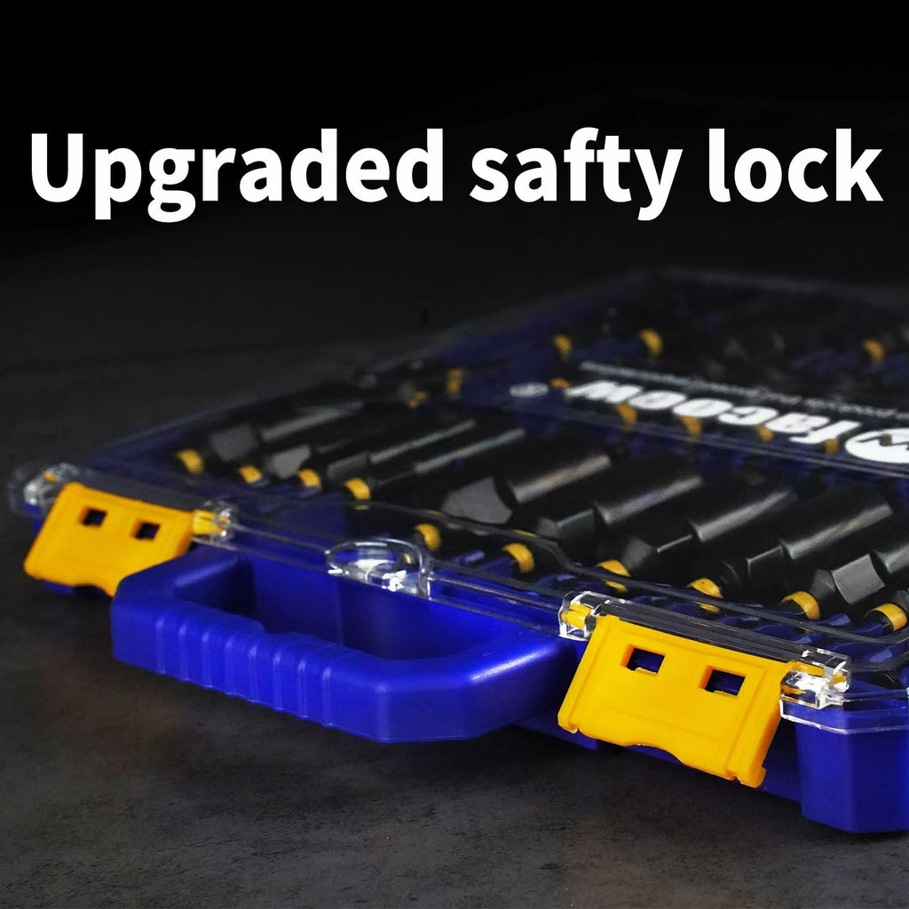 Facoow 55PCS Impact Nut Driver Set Magnetic, SAE&Metric Nut Drivers, Deep Impact Nut Drivers, Impact Socket Adapters, Wing Nut Driver, Power Bit,Quick Release Extension, Pivoting Nutsetter,Storage Box