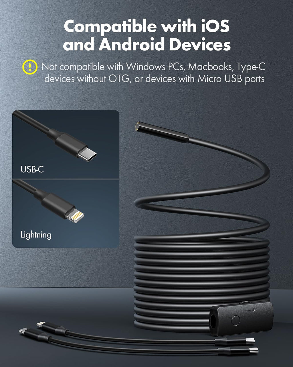 Anykit Endoscope Camera with Light, 1920P HD Borescope