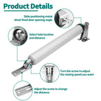 2PCS Screen and Storm Door Closer Kit, Heavy Duty Pneumatic Screen and Storm Door Closer, Screen and Storm Door Push Button Latch Set Replacement Kit, Adjust Smooth Closing Speed (Silver)