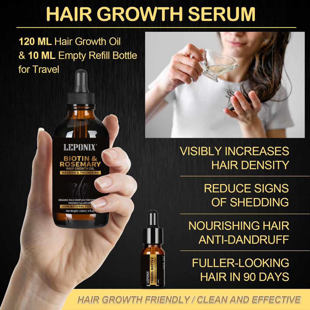Rosemary Oil for Hair Growth, 120ml Diluted Rosemary Oil Hair Growth Serum with Derma Roller & Scalp Massager Hair Thickening Products Hair Loss Treatment for Men Women, Mens Gift Set