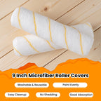 YiBaiBrush Paint Roller Covers, 12 Pack, 9 Inch Microfiber Paint Roller, 3/8" Nap Covers for Paint Roller Frame, Rollers for Painting, House Painting Supplies for Painting Walls