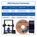 3DHoJor PETG Filament 1.75mm, PETG 3D Printing Filament, 2.2 LBS (1KG) Cardboard Spool, Fit Most FDM 3D Printer,Blue…