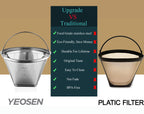 Reusable #4 Cone Shape Coffee Filter Permanent 6-10 Cup Stainless Steel Coffee Filter for Cuisinart Maker Ninja Coffee Bar Brewer -BPA Free