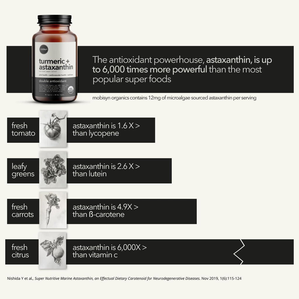 Organic Astaxanthin 12mg Plus Turmeric 1500mg, Black Pepper Extract, High Absorption, Eye, Heart, Skin, Joint, Vegan, Gluten-Free, Non-GMO, Double Antioxidant, Turmeric Curcumin Supplement, 30-Days
