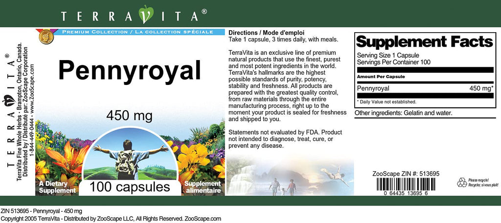 Pennyroyal - 450 mg (100 Capsules, ZIN: 513695)