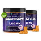 Magnesium Glycinate 2150MG Gummies for Women and Men, High Absorption Magnesium Glycinate, Citrate, Malate, Sugar Free, Vegan, 60 Chews, Pack of 2, Orange