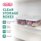 Sterilite Storage Boxes, Stackable Clear Plastic Bins, 6 Quart, 12-Pack