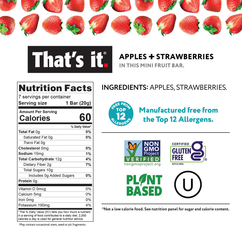 That's it. Mini Fruit Bars, No Sugar Added, Plant Based, Vegan, Gluten Free