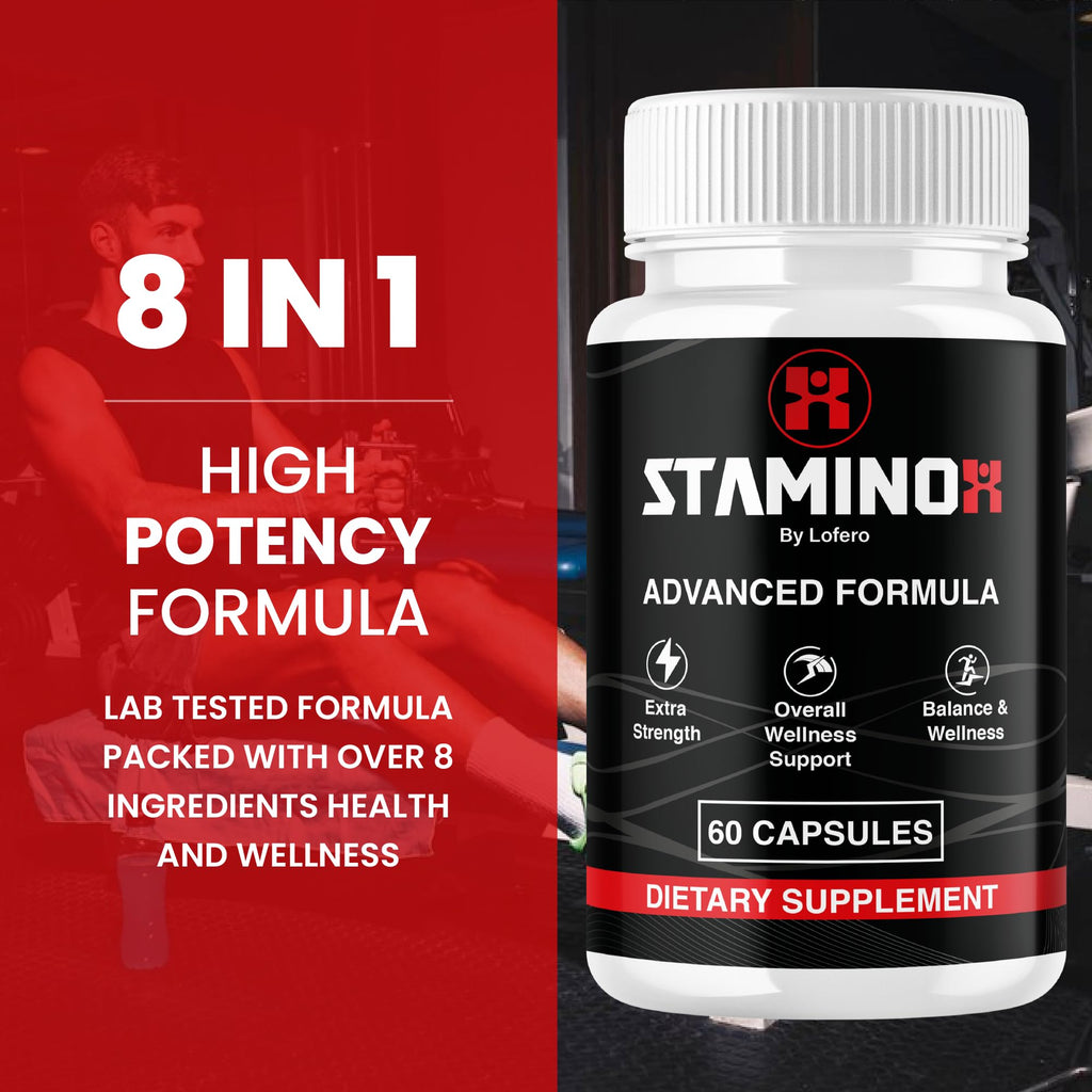 Staminox Pills Official Staminox Supplement Advanced Strength Formula for Overall Health and Wellness Support, Multivitamin Maximum Strength with Natural Herbal Ingredients, Made in USA (60 Capsules)