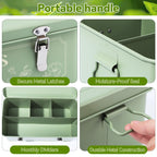 Pimoys Metal Seed Storage Box With Lid, 4 Compartments, Garden Organizer
