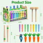 Amtreen 6-in-1 Wooden Montessori Toys for 1 2 3 Year Old, Mole-Tapping Game