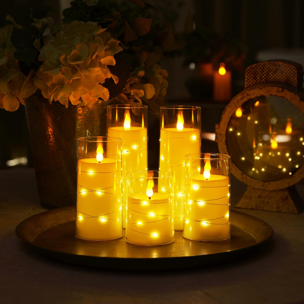 Homemory Flickering Flameless Candles, Ivory LED Pillar Candles with Remote
