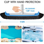 TidyMister Pool Brush 17.5'' Heavy Duty Swimming Pool Brushes for Cleaning Pool Walls & Tiles & Floors & Corners Scrub Brush Head Reinforced Aluminum Back (Pole Not Included)