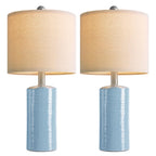G-SAFAVA 20.5" Small Table Lamps for Living Room Lamp Set of 2 Ceramic Lamps for Bedroom Bedside Lamps Modern Boho Lamps for Night Stands Farmhouse Nightstand Lamp Side End Table Lamp, Light Blue