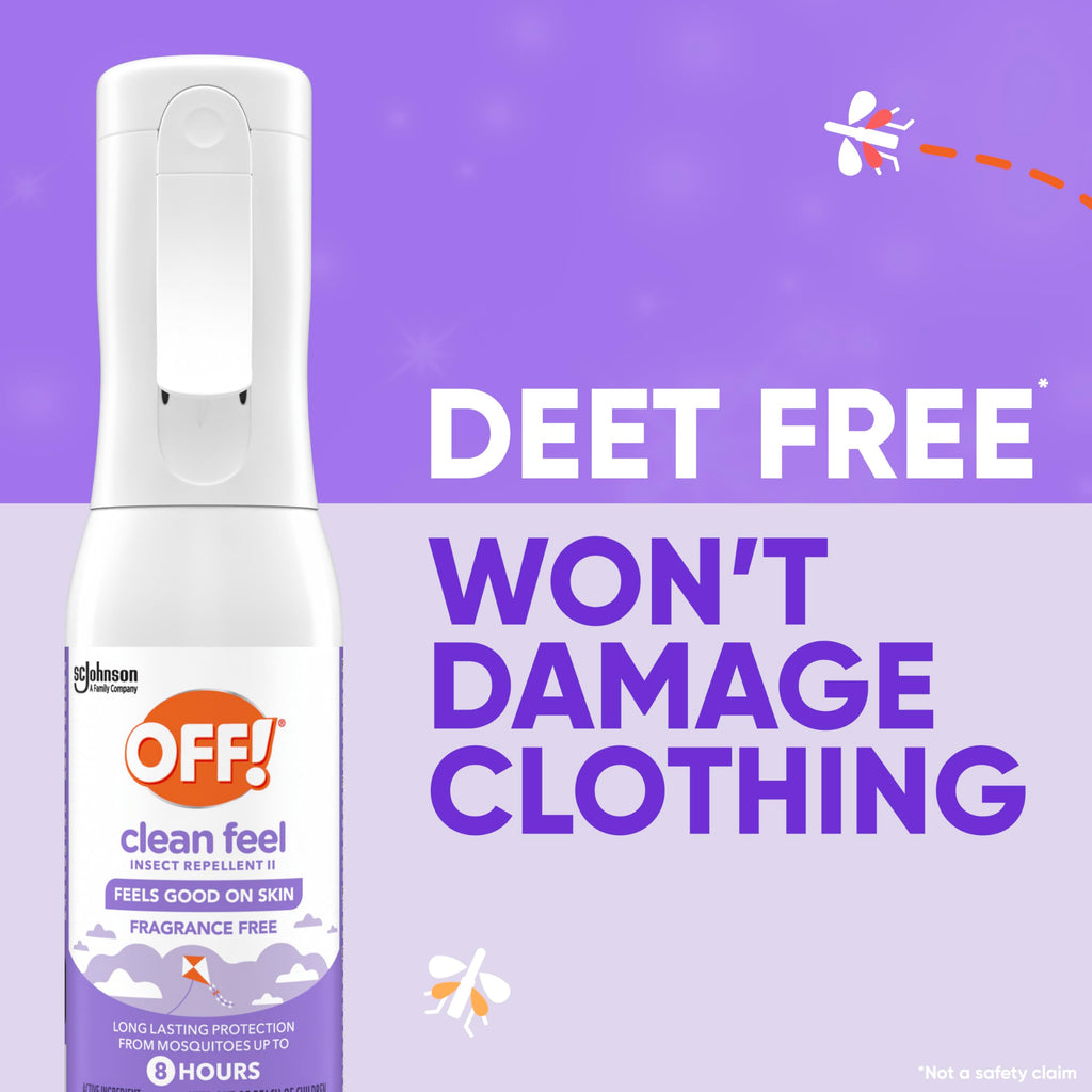 Off! Clean Feel Insect Repellent Misting Spray, Fragrance-Free Picaridin Bug Spray for Lasting DEET-Free Protection from Mosquitoes and Ticks, 6 oz, (Pack of 2)