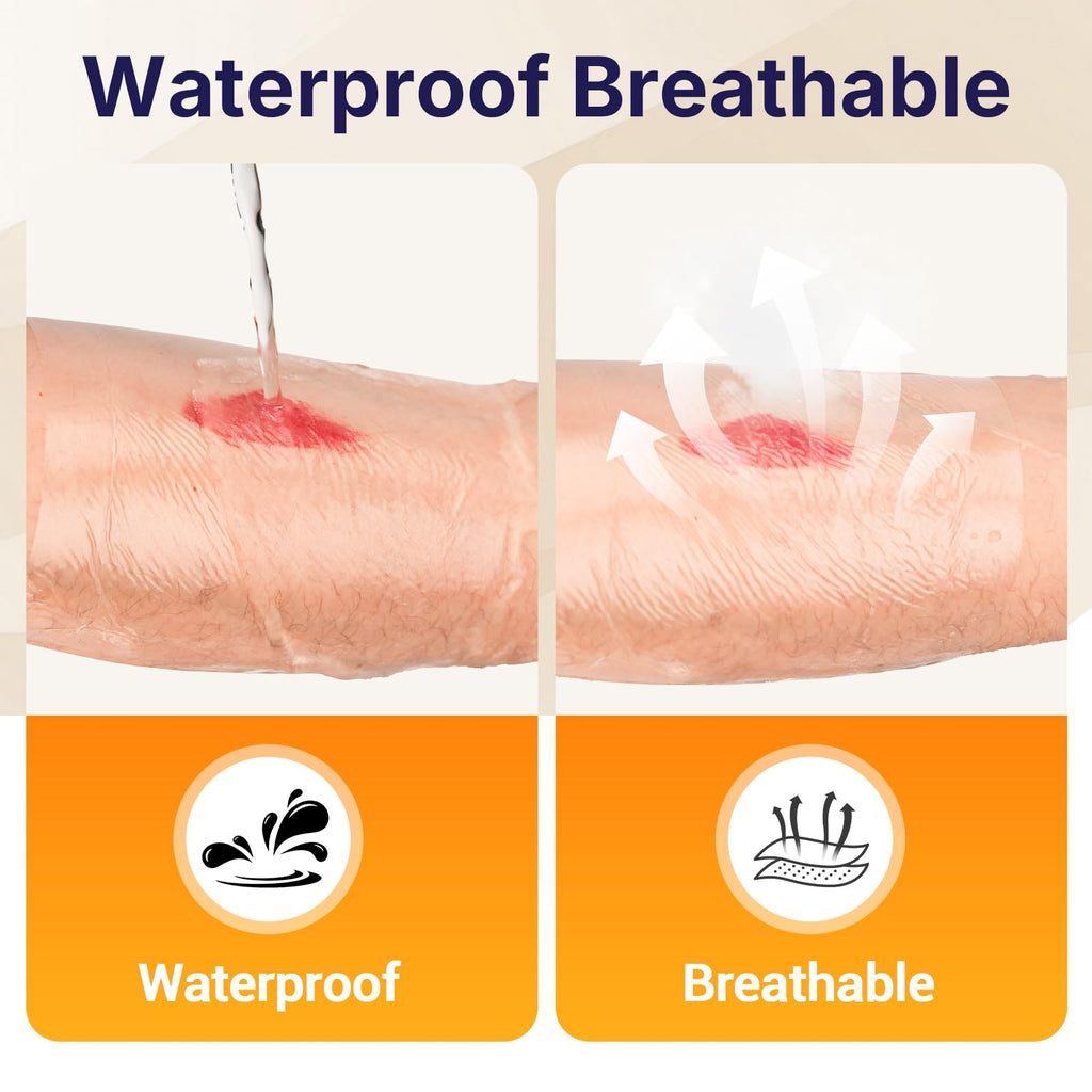 Transparent Film Dressing with Pad, 2.3" x 2.75", 50 Pack, Waterproof Patch