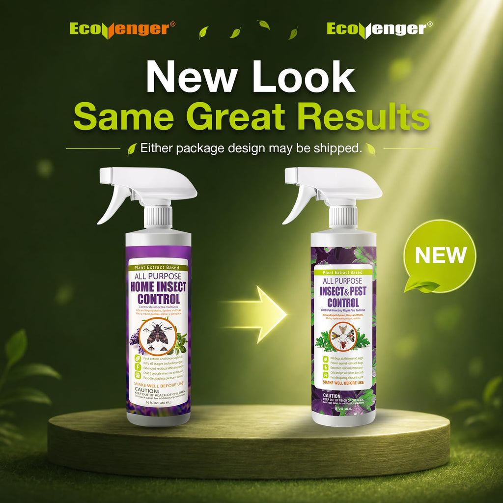 EcoVenger by EcoRaider All Purpose Insect Control 16 oz, Fleas, Fruit Flies, Gnats, Moths, Roaches, Spiders, Fast Kill, Lasting Prevention, Kill Eggs, Plant Extract Based & Non-Toxic, Child & Pet Safe