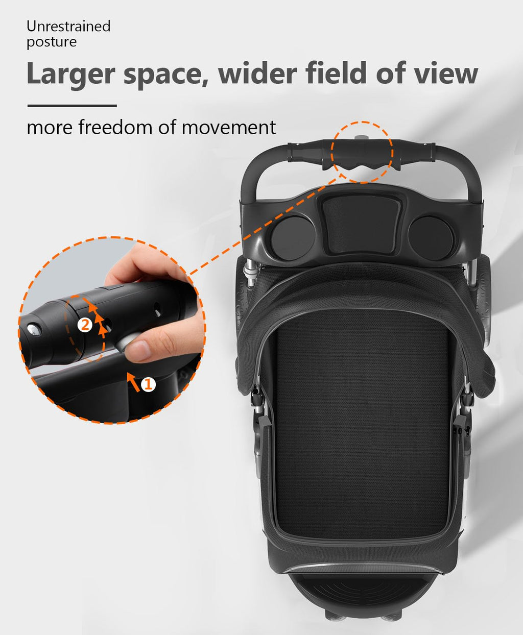 OS MOTOR Pet Stroller with 3 Wheels for Small/Medium Pets, Portable Travel Foldable Carrier Jogger for Dog Cat Puppy Kitty, Rear Wheel Breaks, Storage Basket, Visible Mesh with Weather Cover (Black)