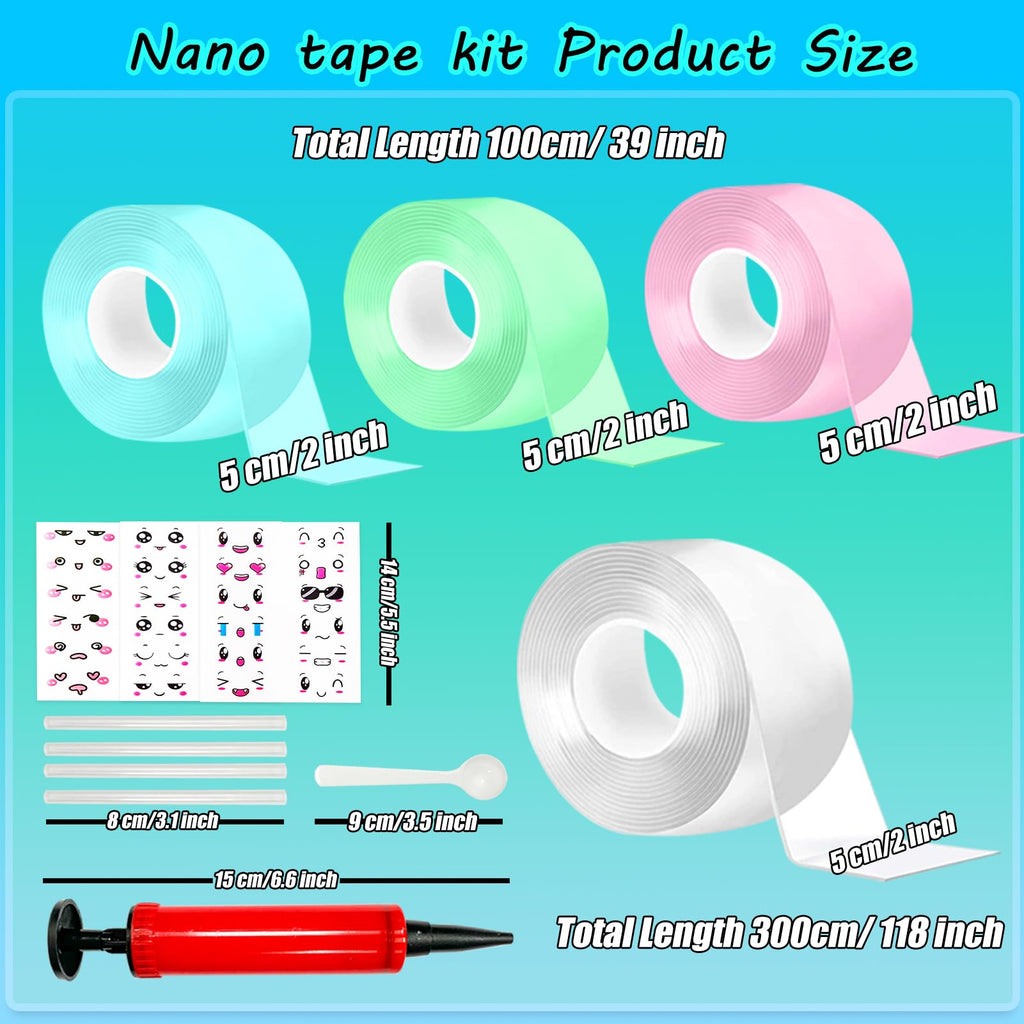 Nano Tape Bubble Kit, Nano Double Sided Adhesive Tape Bubbles, 4Pcs Nano Tape Toys Kit for Boys and Girls Party Favors and Kids Craft Fidget Toys Set