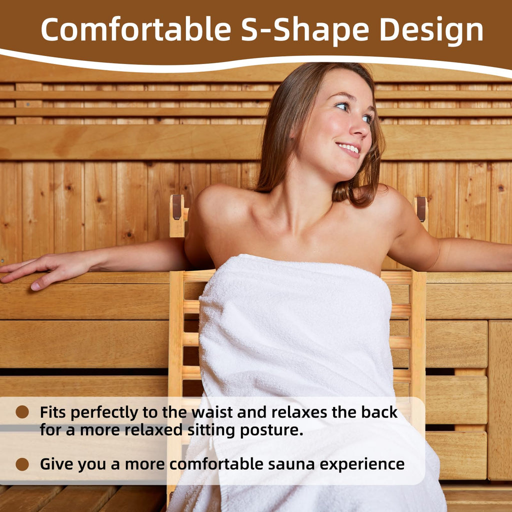 Sauna Backrest Wooden Sauna Accessories （Assembly Required） Non-slip Comfort Sauna Backrest Ergonomic S-shaped Sauna Backrest Relaxes the Back Pine Sauna Backrest Suitable for Sauna Environment