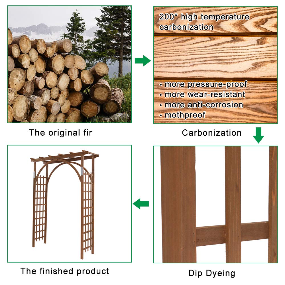 VINGLI 85in Wooden Arbor Garden Arch, Wedding Arch for Ceremony, Wood Trellis for Plant Climbing, Christmas Decor Pergola for Garden Backyard, Lawn