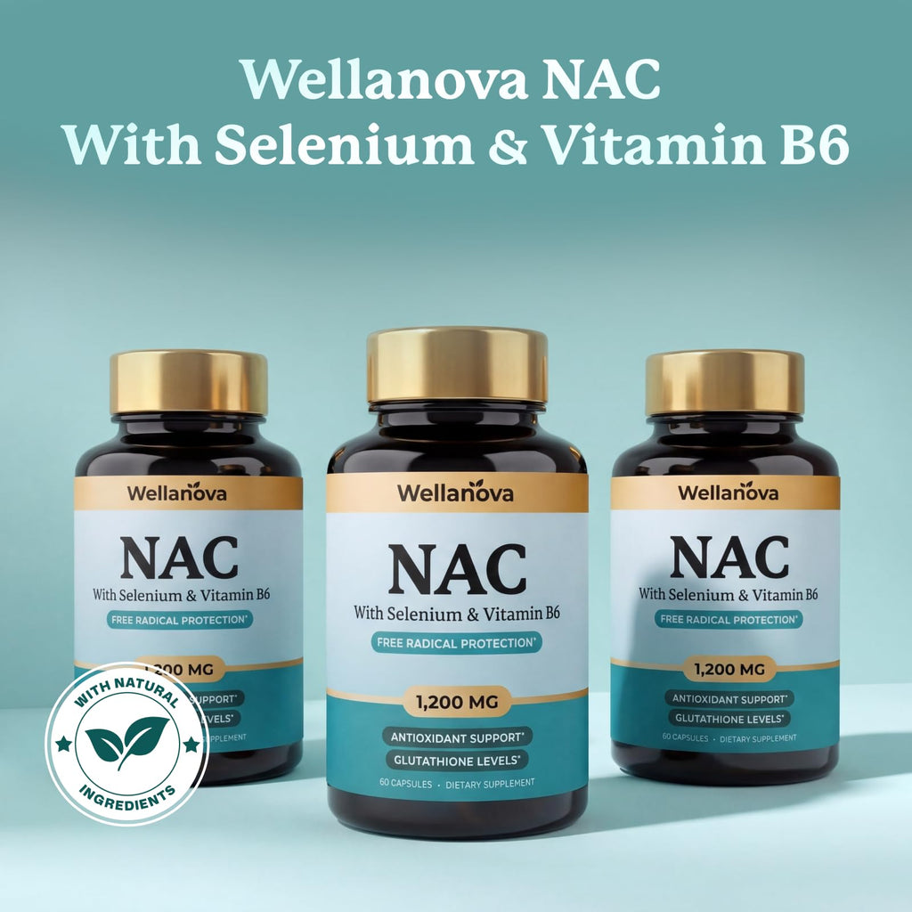 NAC Supplement 1,200 mg – 100% Pure N-Acetyl Cysteine (NAC) with Selenium & Vitamin B6 – Antioxidant & Glutathione Support – 60 Capsules