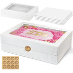 MUMULULU 4 PCS 19x14x4 Inch Cake Boxes with Cake Board White Sheet Rectangular Bakery Boxes with Window for Donuts Cookies Dessert Cupcakes Pastry Baking Pie Packaging