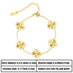 WSupikio 3PC Clover Bracelets Set 18k Gold Plated Lucky Clover Bracelet Women Adjustable Link Bracelets Cute Gold Jewelry (Gold)