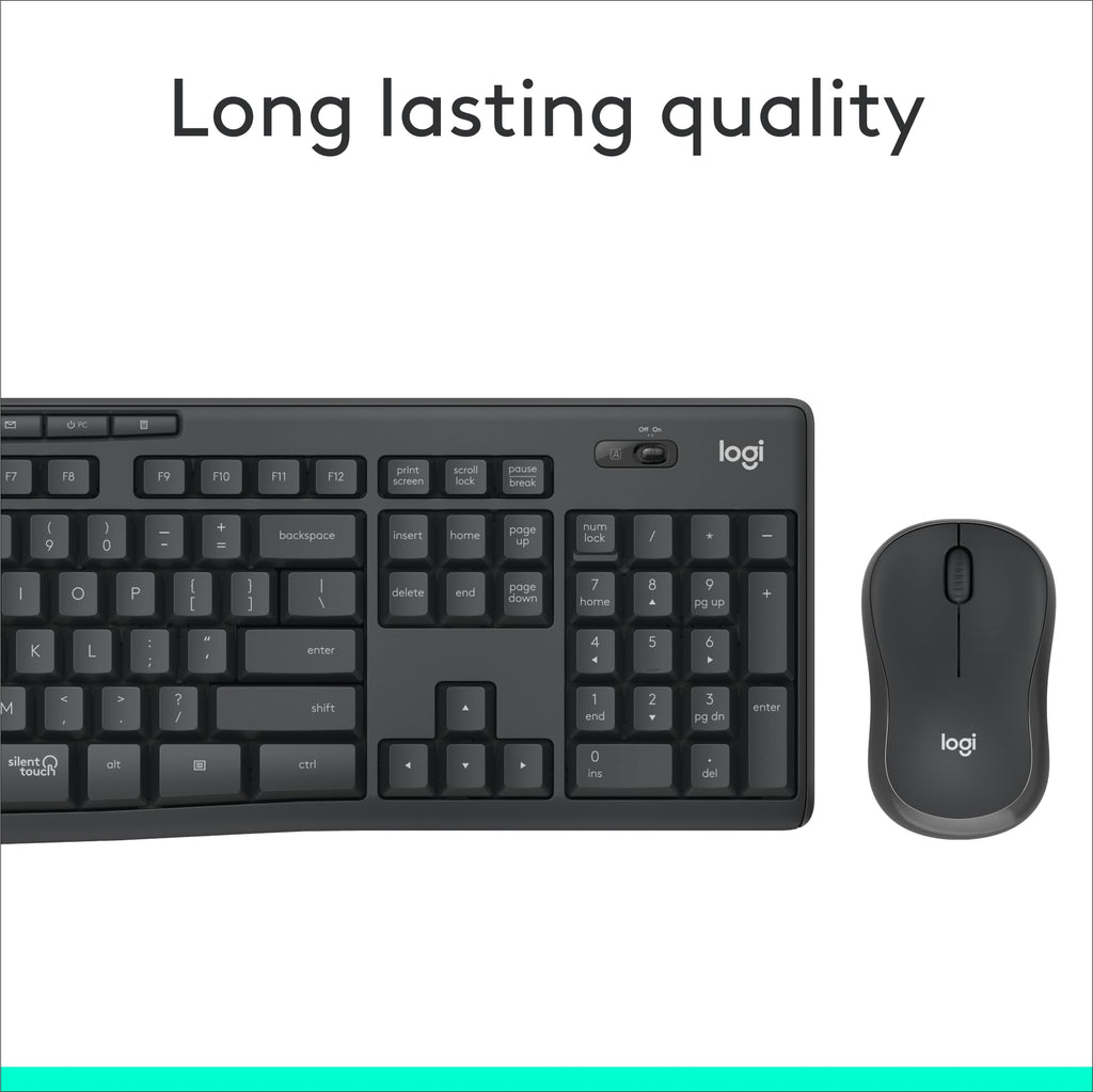 Logitech MK295 Full Size Silent Wireless Keyboard Mouse Combo - Graphite