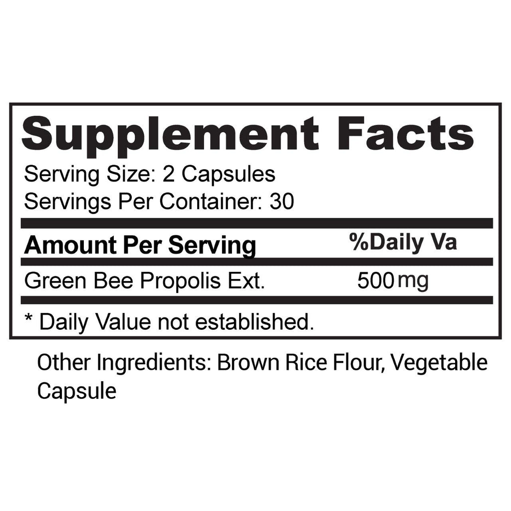 Aoratos 100% Brazilian Green Propolis Enriched 500mg, Immune Support, 60 Vegetable Capsules