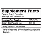 Aoratos 100% Brazilian Green Propolis Enriched 500mg, Immune Support, 60 Vegetable Capsules