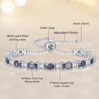 ETERMBOL Birthstone Tennis Bracelets for Women Alexandrite Bracelets for Women White Gold Bracelets June Birthstone 925 Sterling Silver Adjustable Chain 6-9 Inchs Jewelry Anniversary Birthday Gifts for Women Mom Wife Her