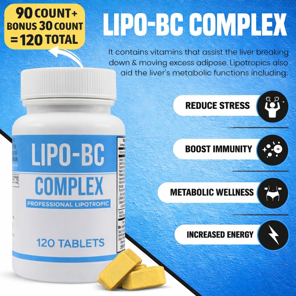 Lipo BC, Lipo B-Complex 90 Tablets. New Label with Best by Date, Same Formula.