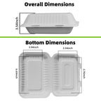 Lxins ECO 9x6 Inch Heavy Duty Clamshell Take Out Containers 【75 Pack】, Compostable Bagasse Food Boxes with Lids, Disposable To-Go Containers for Lunch, Salad, Meal Prep