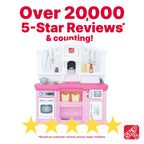 Step2 Fun with Friends Kids Kitchen Playset, Indoor/Outdoor Kitchenette, Interactive Play with Lights and Sounds, Durable Plastic, Includes 25 Piece Toy Accessories, Toddlers 2+ Years Old, Pink