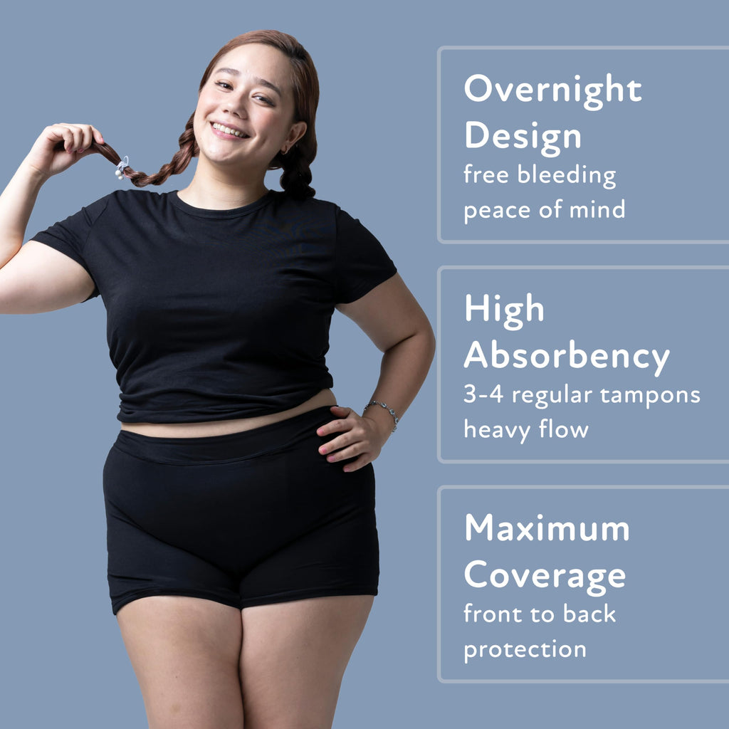 Goat Union Overnight Period Shorts for Women - 2" Absorbent Sleep Period Boyshorts Heavy Flow