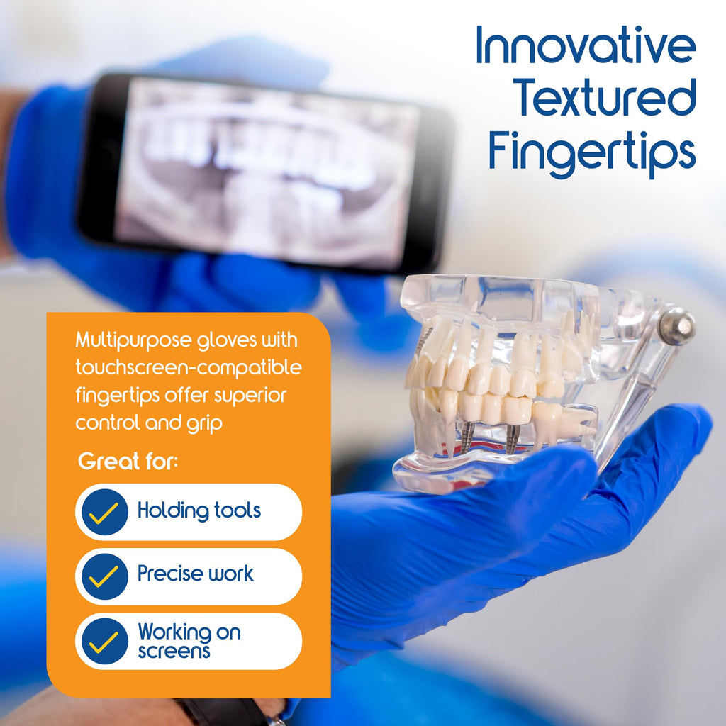 Inspire Cobalt Blue Nitrile Disposable Gloves | 4.5 Nitrile Safety Medical Exam Cooking Cleaning Disposable Gloves (Blue - Box of 100, Large)