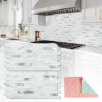 StyloVue 20 Sheets Peel and Stick Backsplash for Kitchen, White Marble with Metal Silver Look Stick on Tile Upgrade Your Kitchen Backsplash, RV, Fireplace