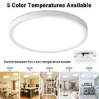 Fairdeer LED Flush Mount Ceiling Light,9Inch 18W,3000K/3500K/4000K/5000K/6500K 5 Color Temperatures Ceiling Light Fixture for Kitchen Porch Hallway Bedroom Bathroom and Closet,White