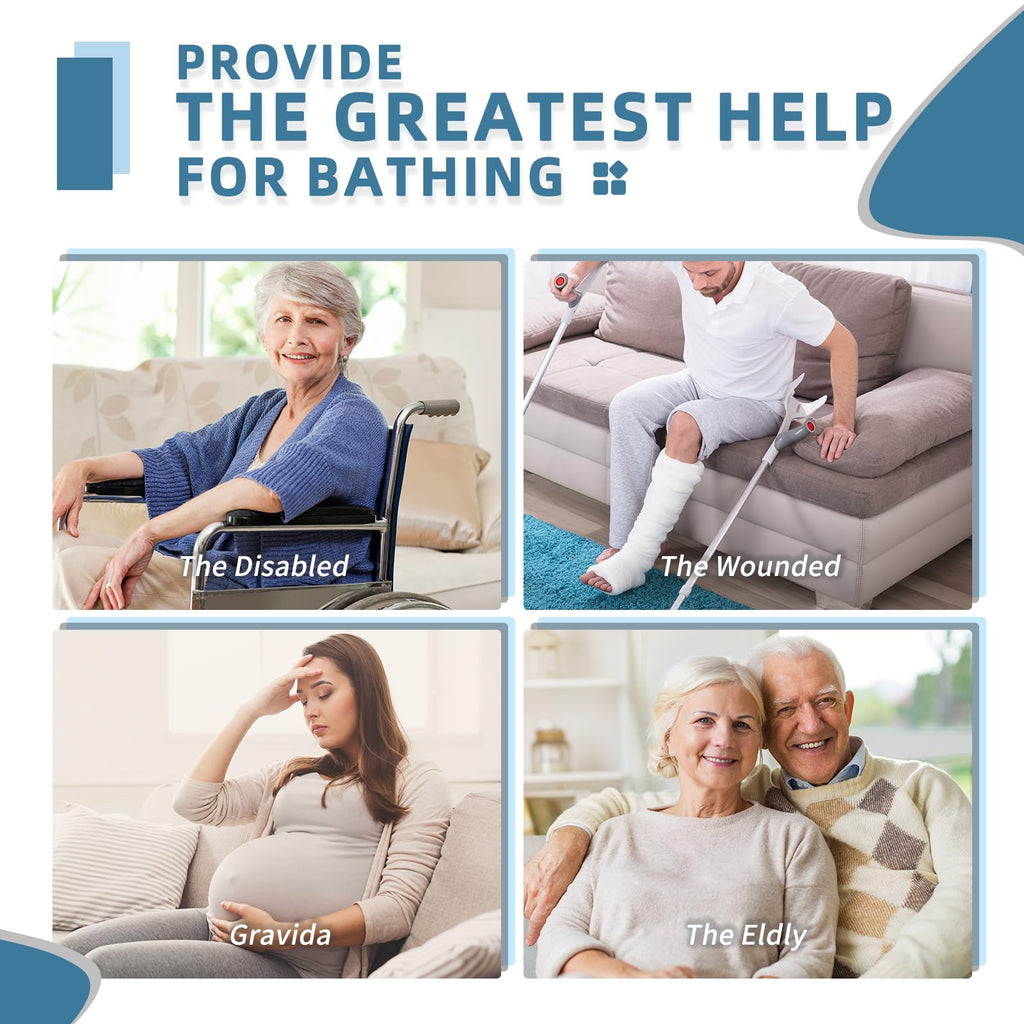 Shower Chair Seat with Arm for Inside Shower - Adjustable Up to 24 Inches Shower Stool with Suction Feet for Seniors, Elderly, Handicap & Disabled-Adjustable Support Shower Bench