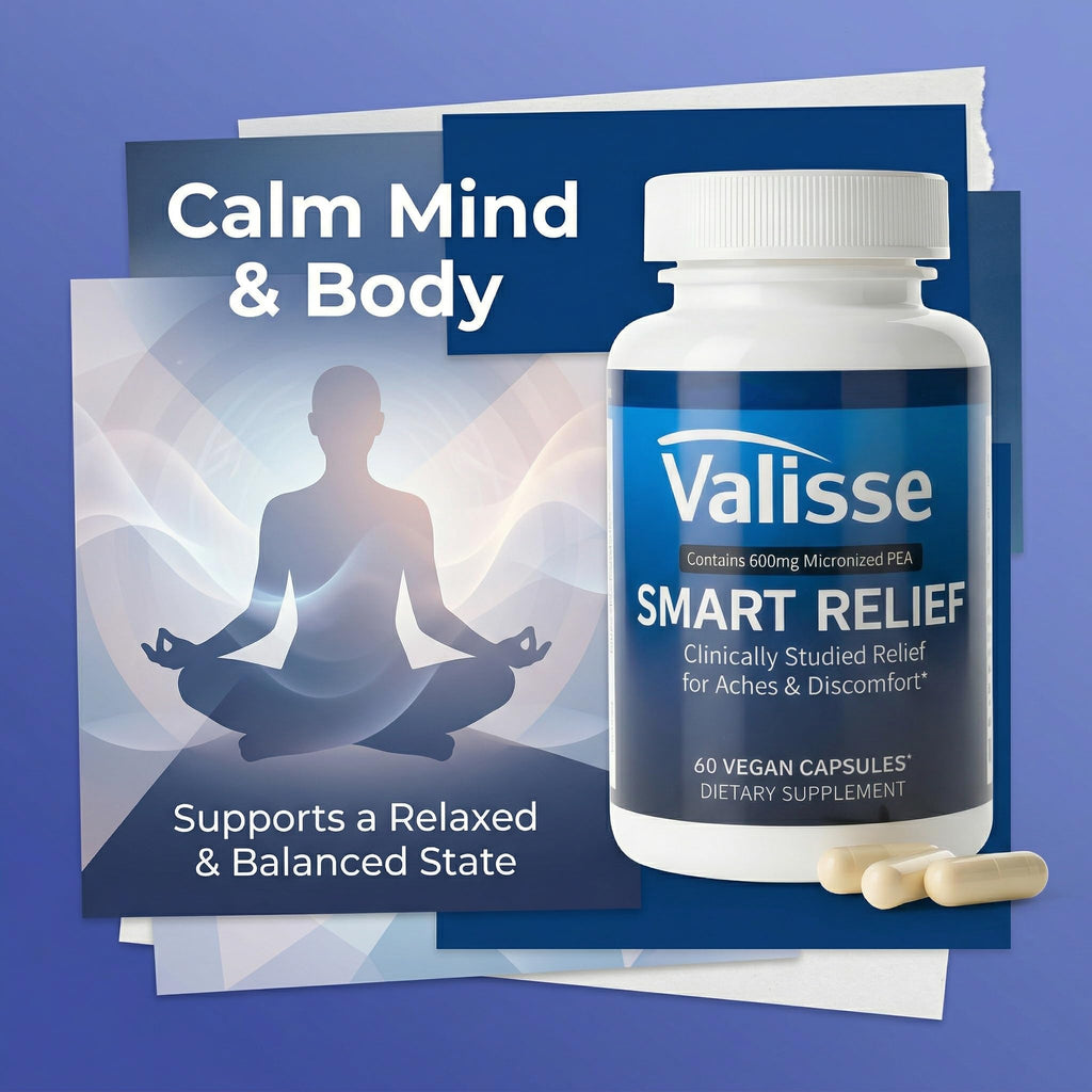 Jqewlg Valisse Smart Relief Pea 600mg - Multi-Pathway Support Formula, Immune Balance, Calm Mind & Body, Joint Comfort & Mobility Support - 60 Capsules