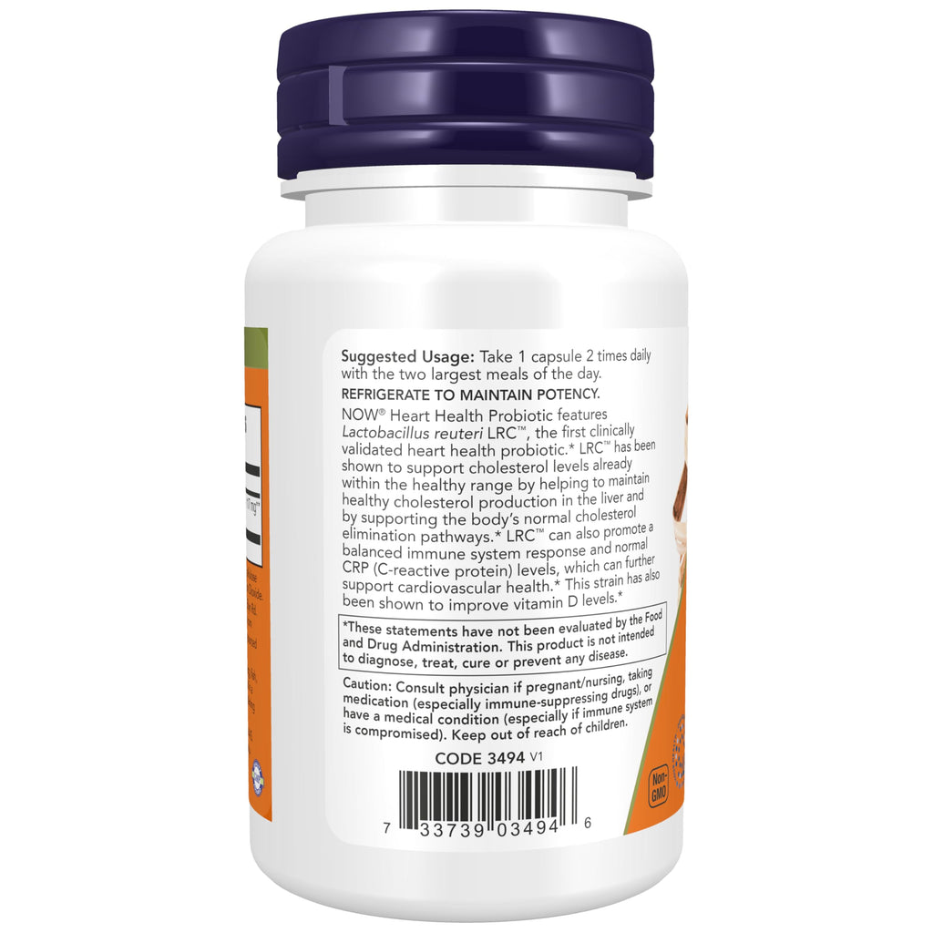 Now Supplements, Clinical Heart Health Probiotic, Circulatory Support*, Supports Cholesterol Levels Already Within the Normal Range*, Clinical Strain NCIMB 30242, 60 Veg Capsules