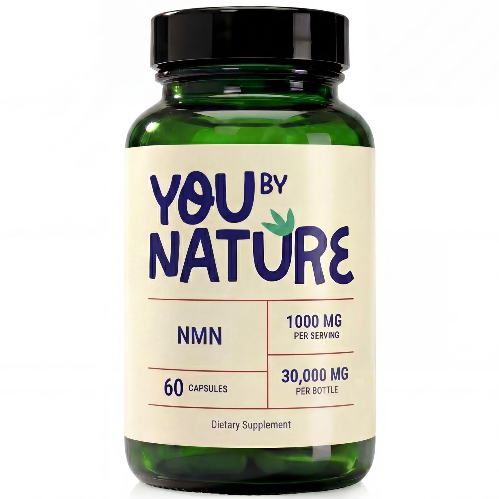YOUBYNATURE NMN 1000mg Nicotinamide Mononucleotide Supplement | Vegan Gluten-Free Unflavored Veggie Capsules | 60 Capsules | 30 Servings | Daily Supplement for Adults