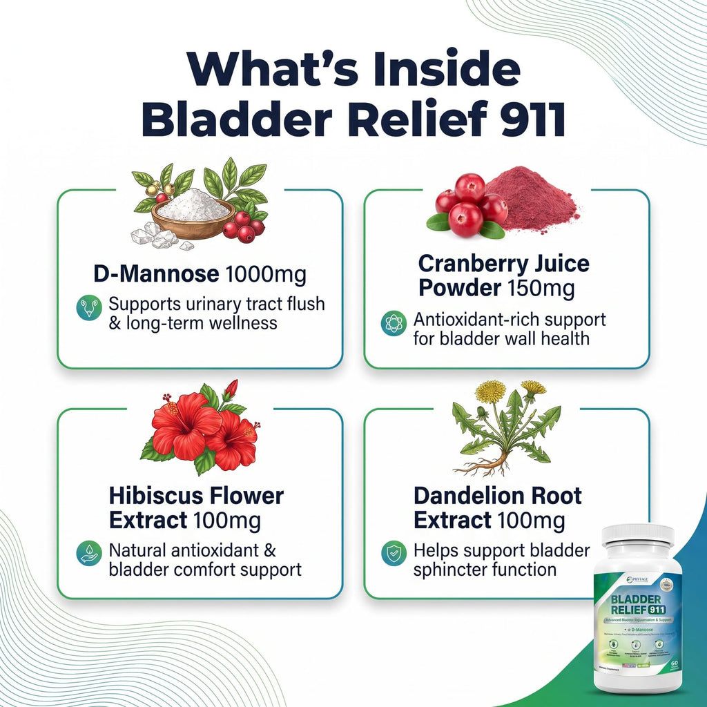 Phytage Labs Bladder Relief 911 – Advanced Urinary Tract & Bladder Support Supplement for Men and Women – with 1000mg D-Mannose, Cranberry Extract, Hibiscus & Dandelion Root (3-Pack)