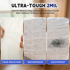 TopSoon Plastic Mattress Bag for Moving and Storage Cover 2PK, 2Mil, King Size Waterproof and Dustproof Mattress Protector, Heavy-Duty Mattress Moving Supplies