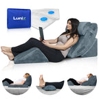 Lunix LX5 4pcs Orthopedic Bed Wedge Pillow Set with Washable Cover, After Surgery Memory Foam Support, Oeko-TEX Certified, Comfort for Sleep and Recovery, with Hot/Cold Pack & Vacuum Bags, Stone Navy