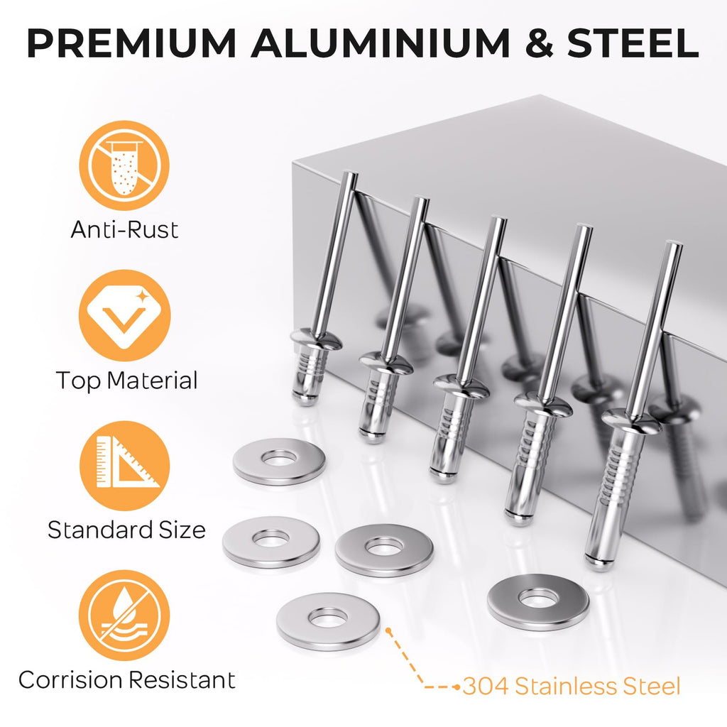 INCLY 1000PCS Aluminum Pop Rivets Assortment Kit with Washers