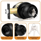 Probrico Black Door Knob Exterior Door Knobs with Lock, Keyed Alike Door Locksets for Front Door, Interior Door Lock with Ball Knob, Black Finished, 5 Pack