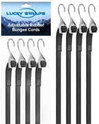 48 Inch Adjustable Rubber Bungee Cords, Easy to Adjust from 6" to 48", Black Bungee Straps with 1.9X Stretch, Rubber Tarp Straps with Crimped S Hooks for Cargo, Tarps, Van, Truck, Motorcycle (8 Pcs)