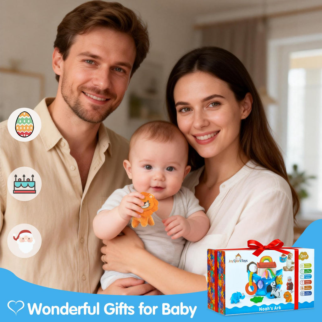 Baby Toys 6-12 Months - Noah's Ark Toy with Stuffed Animals, Baptism Gifts